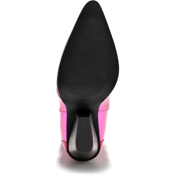 Women's Metallic Pink Mid Calf Western Pointed Toe Comfortable Heel Boots - Picture 8 of 8